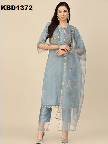 Salimar Vol 9 Embroidered Kurti With Bottom Dupatta
